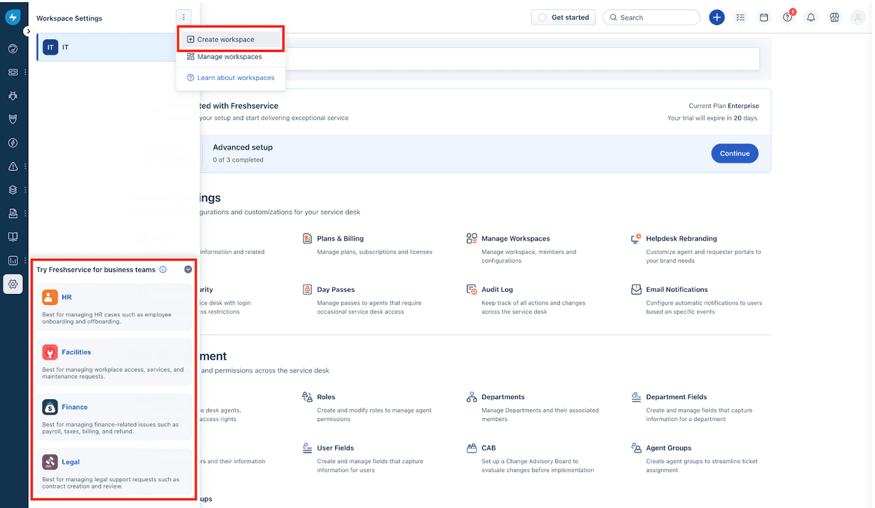 Habilitación de Workspaces para clientes existentes