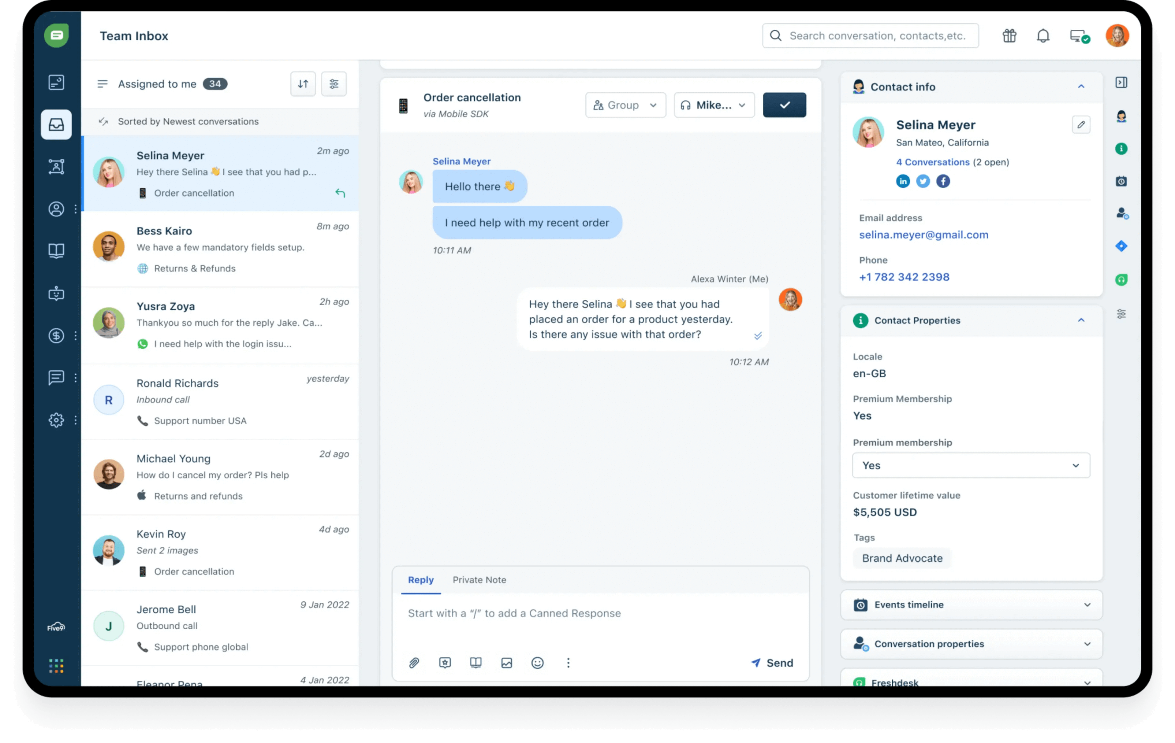 Freshchat | Team Inbox | Unificación de Canales de Chats